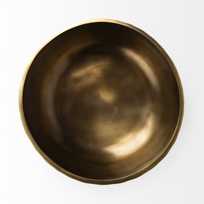 11" ANTIQUED BRASS HAMMERED ARTISAN ROUND CENTERPIECE BOWL