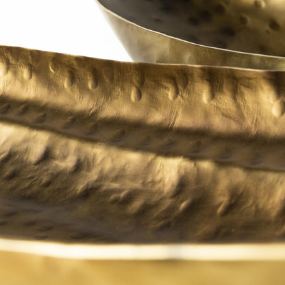 LAUREL SET OF TWO GOLD HAMMERED METAL BOAT SHAPED DECORATIVE BOWLS