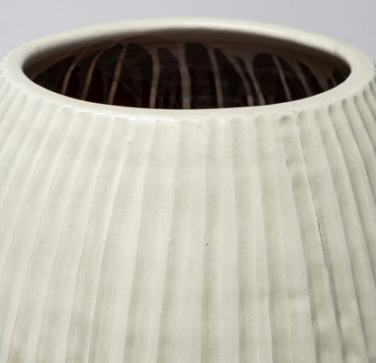OCEAN 29" WHITE CYLINDER CERAMIC FLOOR VASE