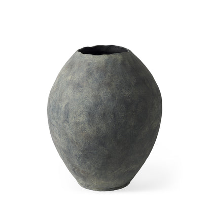 Textured gray vase on a white background