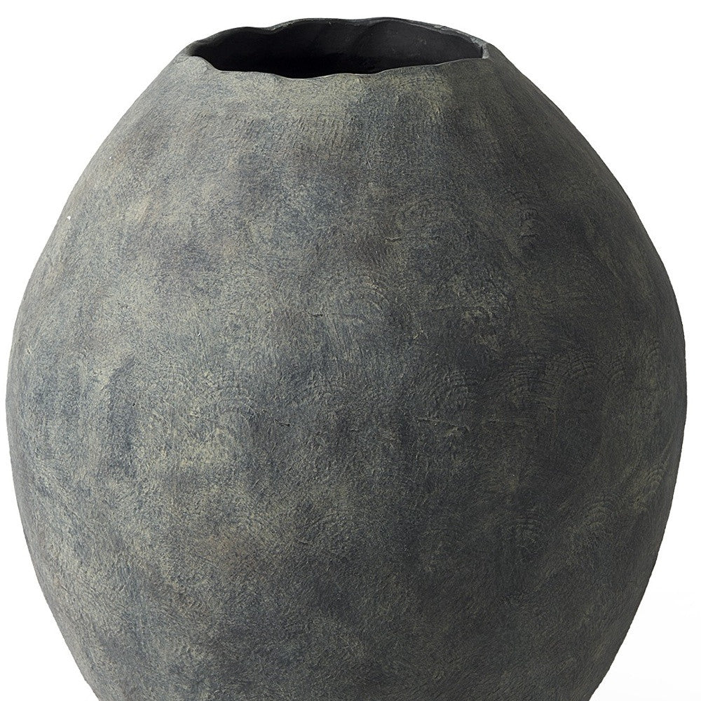 Textured gray vase on a white background