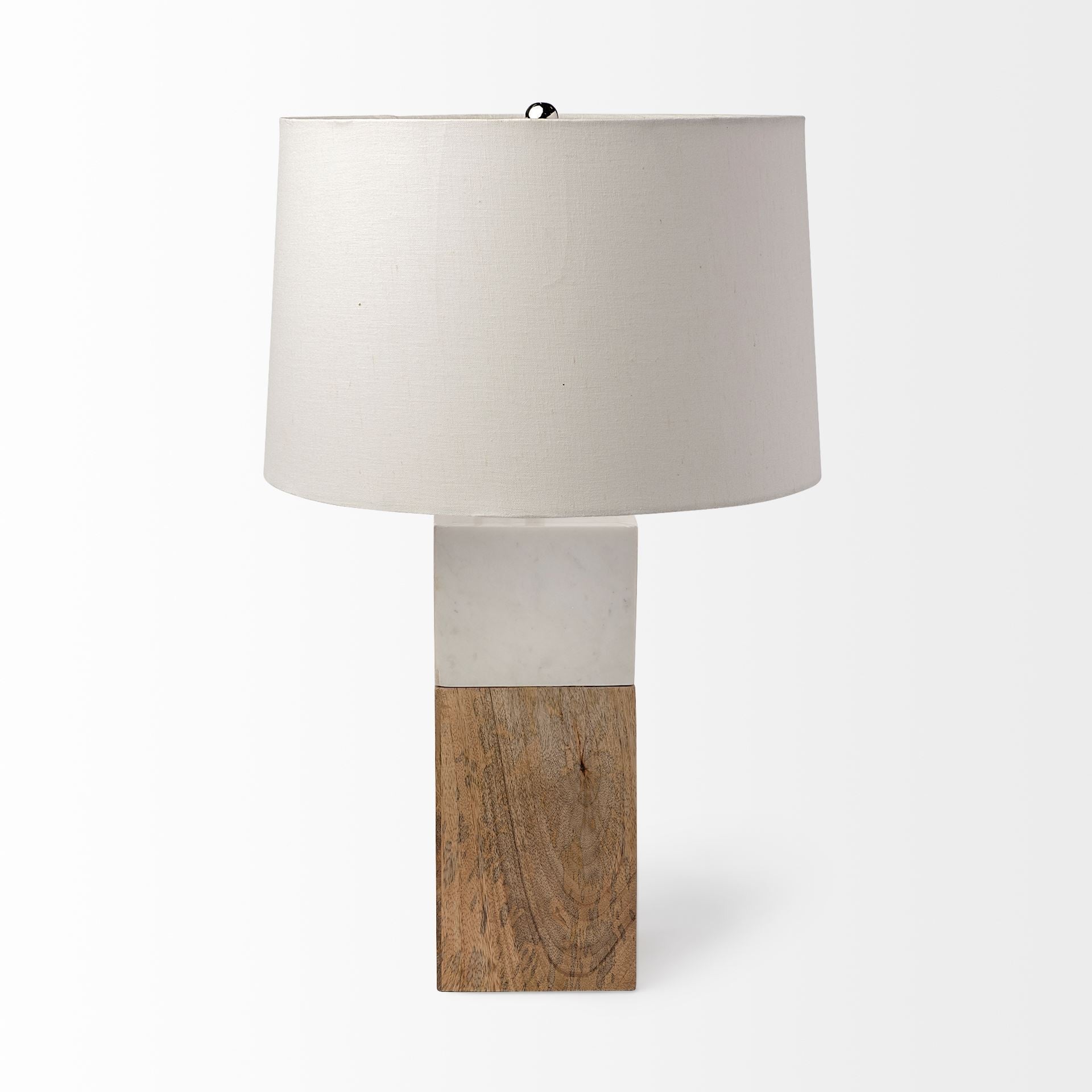 WHITE MARBLE AND NATURAL WOOD BLOCK TABLE OR DESK LAMP - Varnish & Vibe