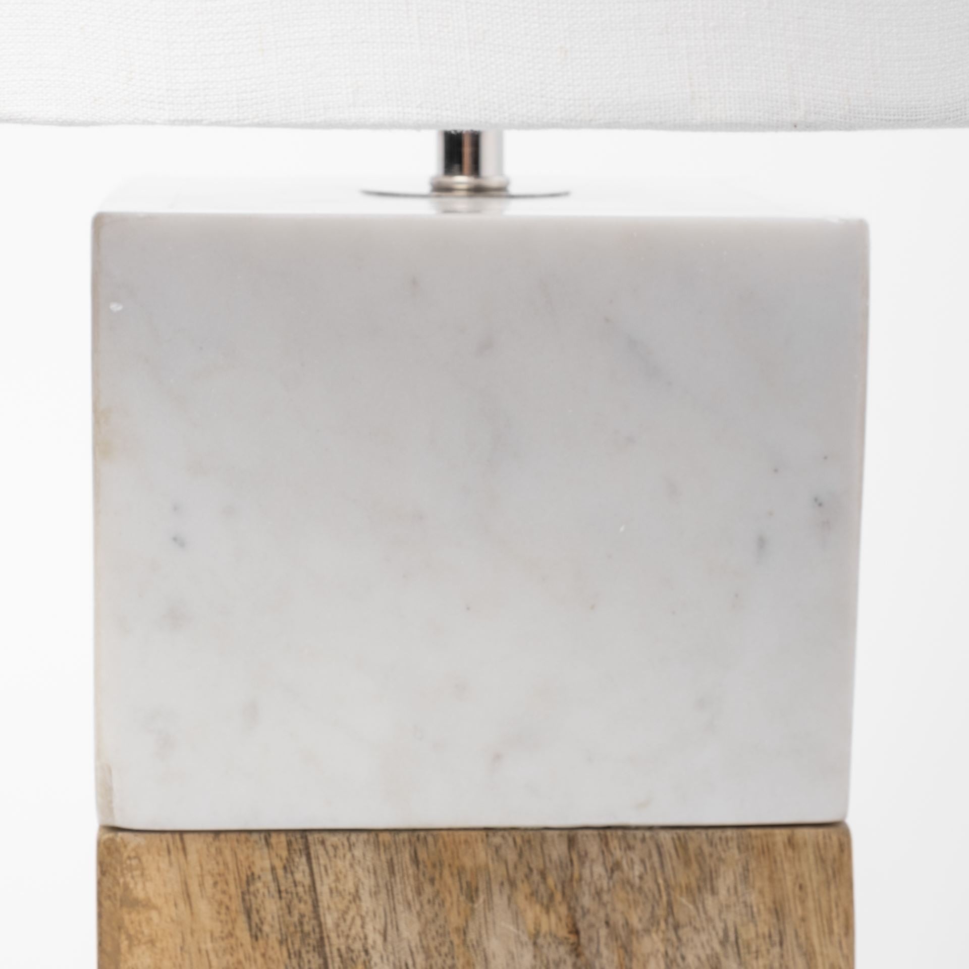 WHITE MARBLE AND NATURAL WOOD BLOCK TABLE OR DESK LAMP - Varnish & Vibe