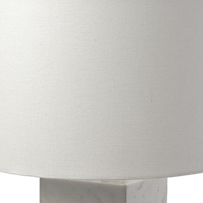 WHITE MARBLE AND NATURAL WOOD BLOCK TABLE OR DESK LAMP - Varnish & Vibe