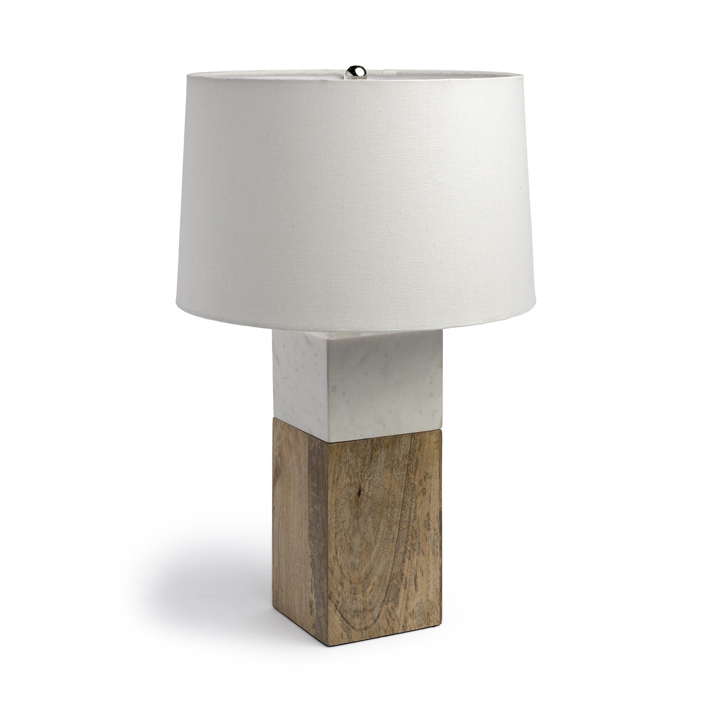 WHITE MARBLE AND NATURAL WOOD BLOCK TABLE OR DESK LAMP - Varnish & Vibe