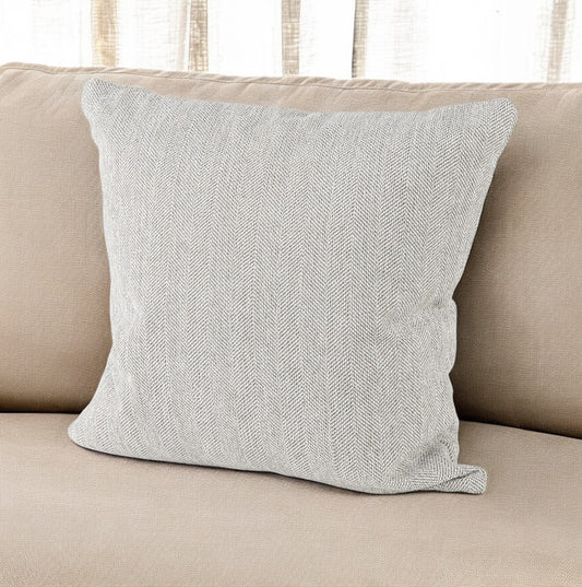 ASH GRAY BASKET WEAVE ACCENT THROW PILLOW