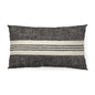 Black and white striped pillow on a white background
