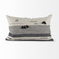 Decorative pillow with black and white patterns on a white background