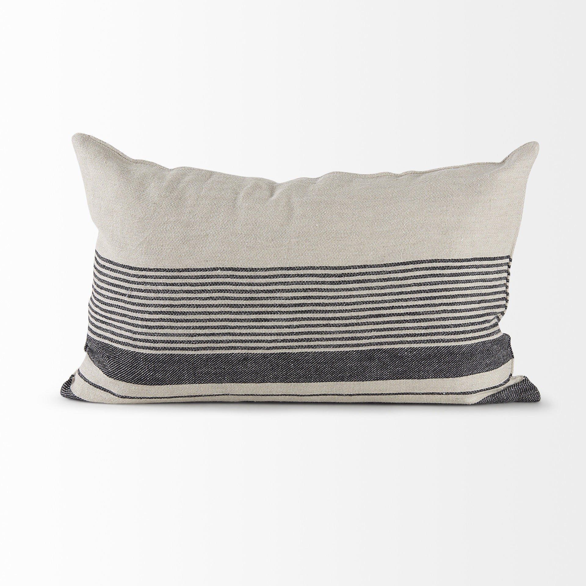 Decorative pillow with striped pattern on a white background