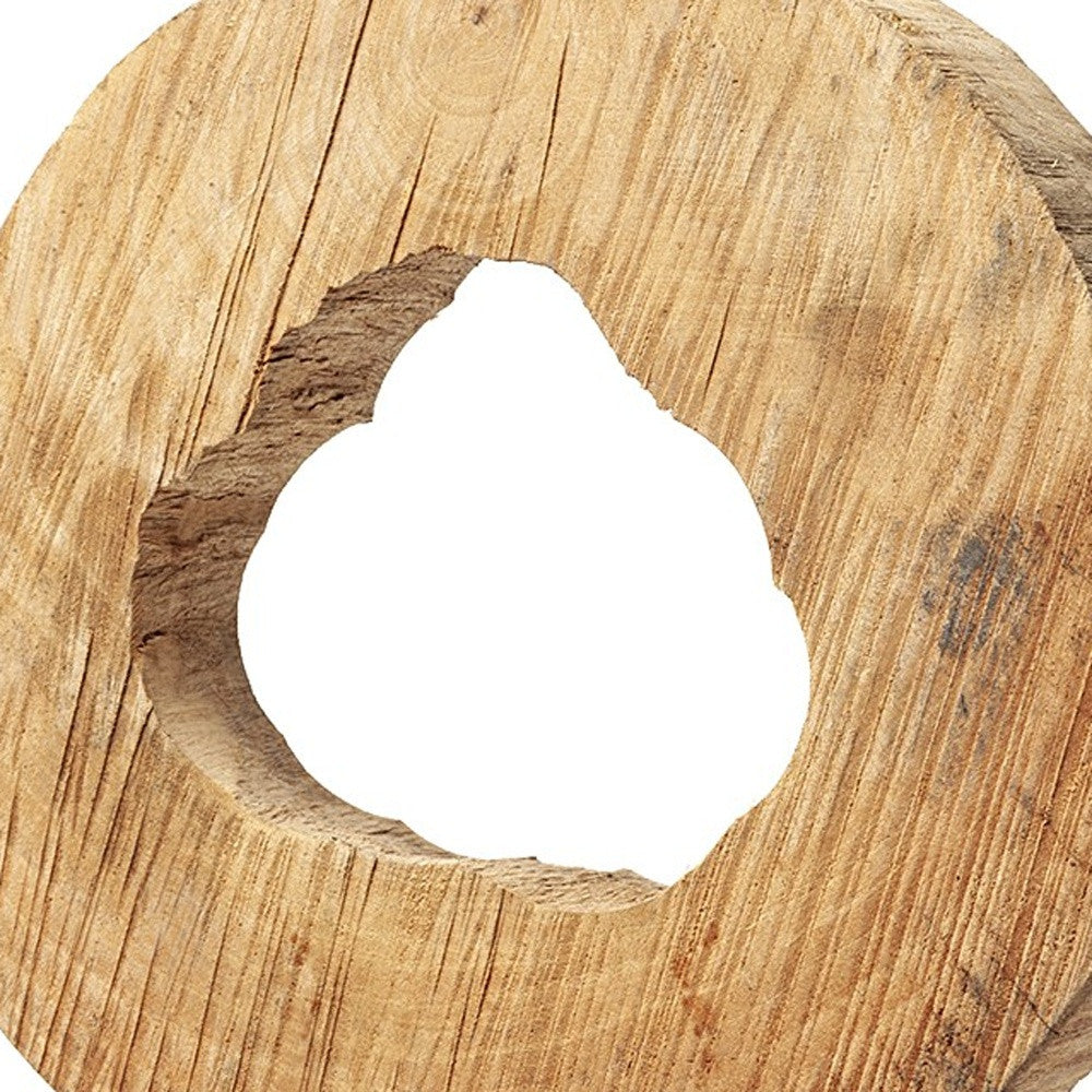 MALIBU 19" BROWN AND BLACK WOOD LOG CROSS SECTION TABLETOP SCULPTURE - Varnish & Vibe