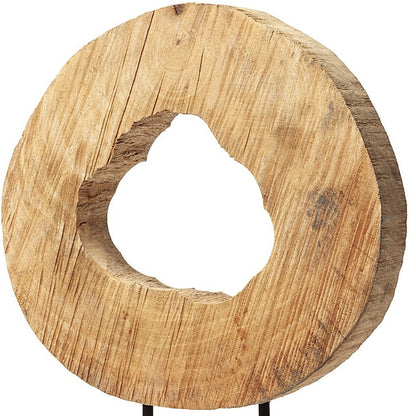 MALIBU 19" BROWN AND BLACK WOOD LOG CROSS SECTION TABLETOP SCULPTURE - Varnish & Vibe
