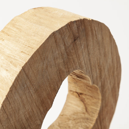 19" BROWN AND BLACK WOOD LOG CROSS SECTION TABLETOP SCULPTURE