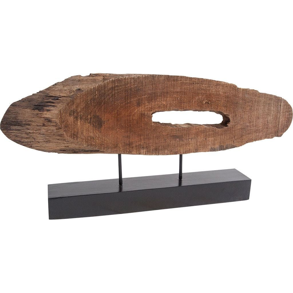 MALIBU 15" BROWN AND BLACK WOOD AND METAL TABLETOP SCULPTURE - Varnish & Vibe