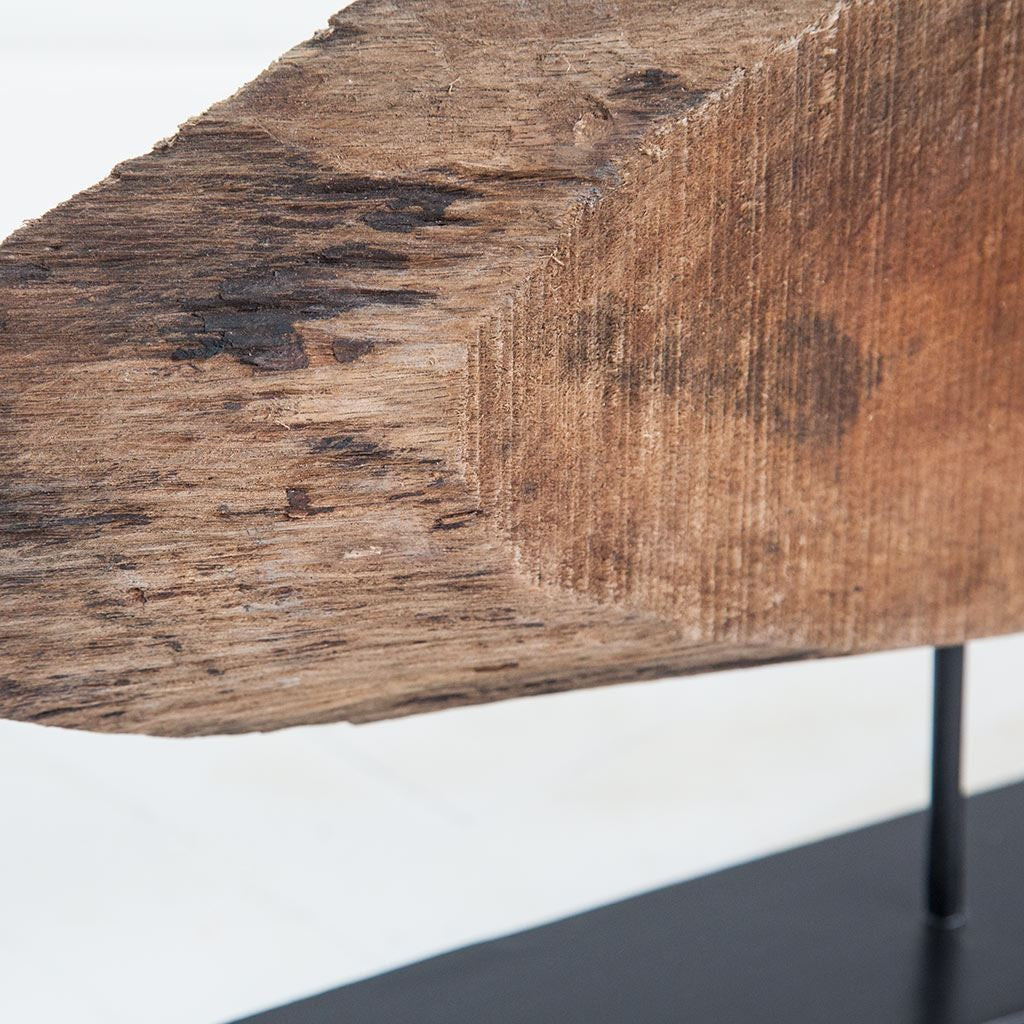 black wood metal tabletop sculpture, wood metal tabletop sculpture, metal tabletop sculpture, brown black wood metal tabletop, wood metal tabletop