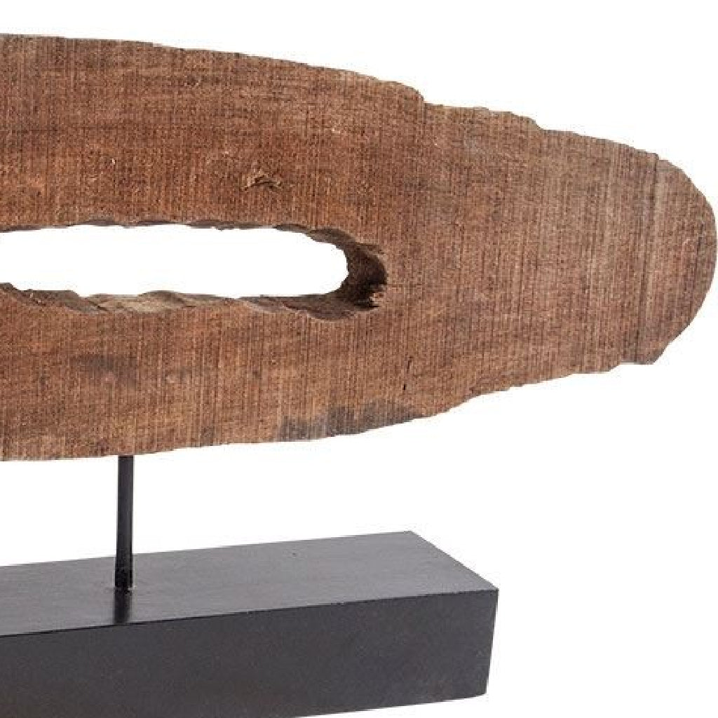 MALIBU 15" BROWN AND BLACK WOOD AND METAL TABLETOP SCULPTURE - Varnish & Vibe