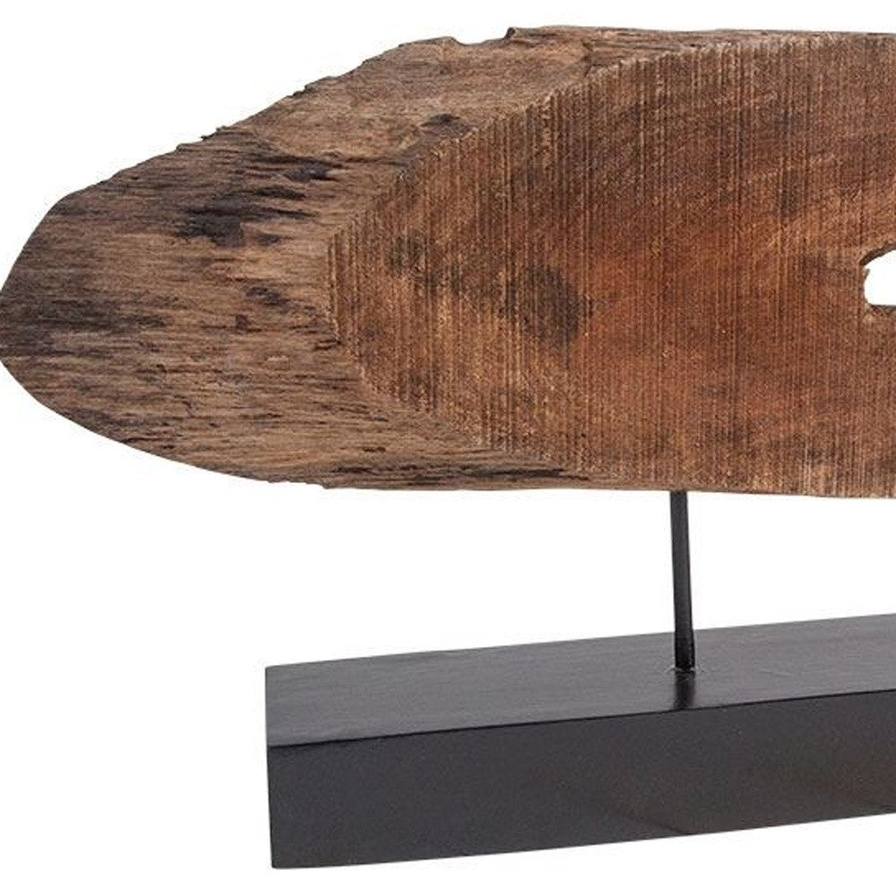 MALIBU 15" BROWN AND BLACK WOOD AND METAL TABLETOP SCULPTURE - Varnish & Vibe