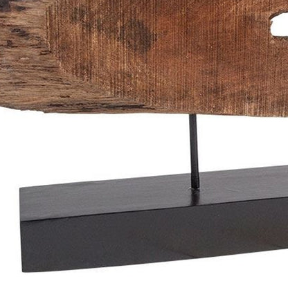 MALIBU 15" BROWN AND BLACK WOOD AND METAL TABLETOP SCULPTURE - Varnish & Vibe