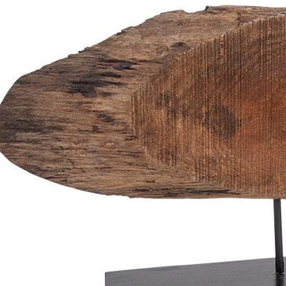 MALIBU 15" BROWN AND BLACK WOOD AND METAL TABLETOP SCULPTURE - Varnish & Vibe