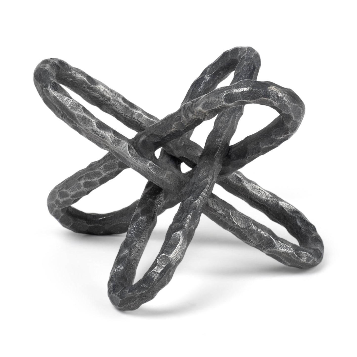 MALIBU 10" ANTIQUED SILVER METAL CHAIN LINK TABLETOP SCULPTURE - Varnish & Vibe