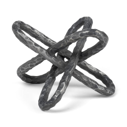 MALIBU 10" ANTIQUED SILVER METAL CHAIN LINK TABLETOP SCULPTURE - Varnish & Vibe