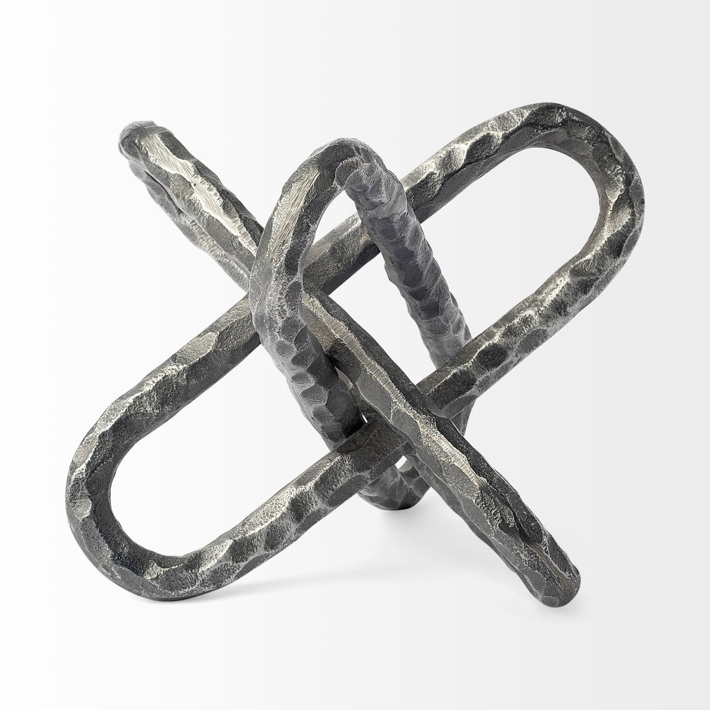 MALIBU 10" ANTIQUED SILVER METAL CHAIN LINK TABLETOP SCULPTURE - Varnish & Vibe
