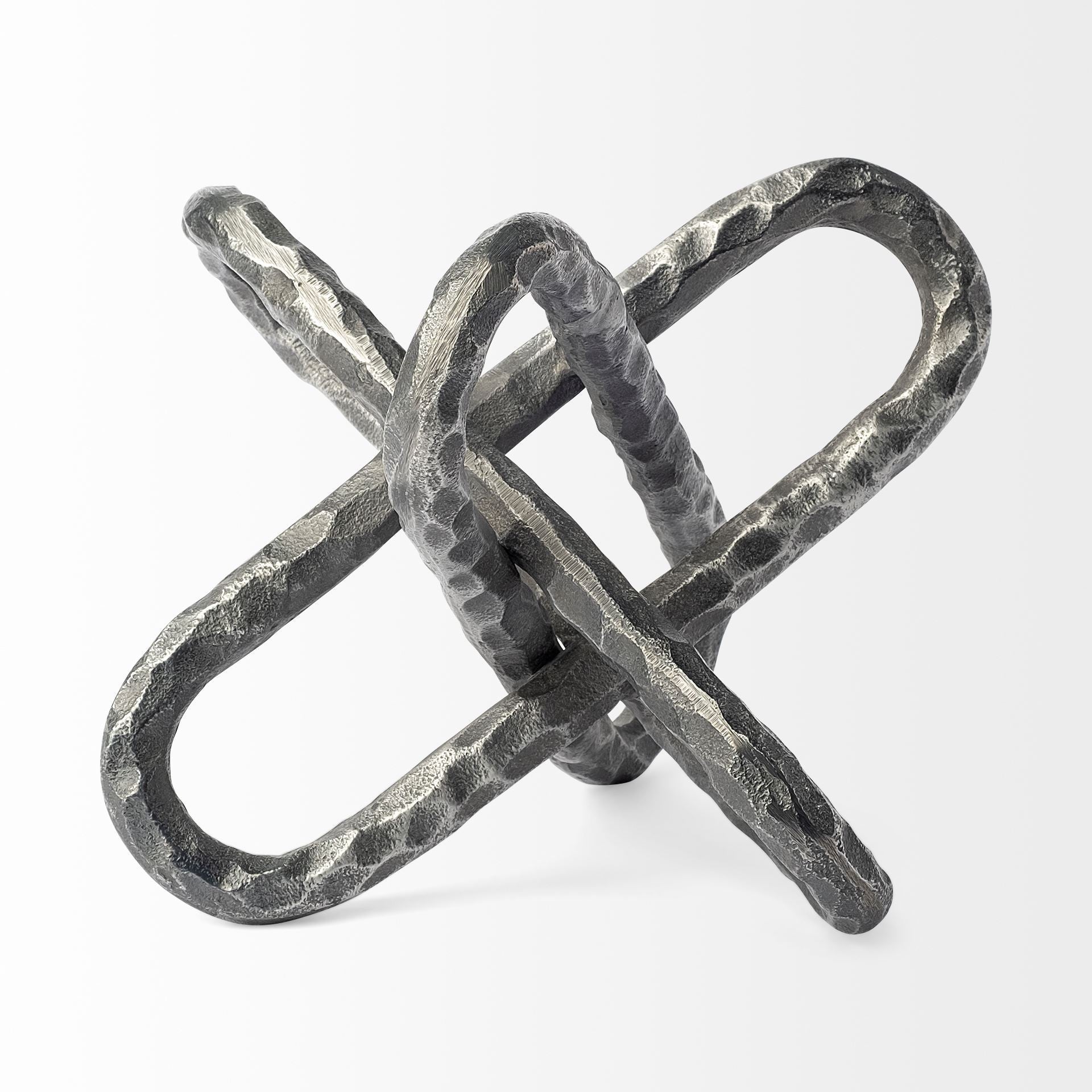 MALIBU 10" ANTIQUED SILVER METAL CHAIN LINK TABLETOP SCULPTURE - Varnish & Vibe