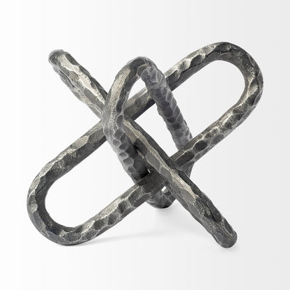 MALIBU 10" ANTIQUED SILVER METAL CHAIN LINK TABLETOP SCULPTURE - Varnish & Vibe