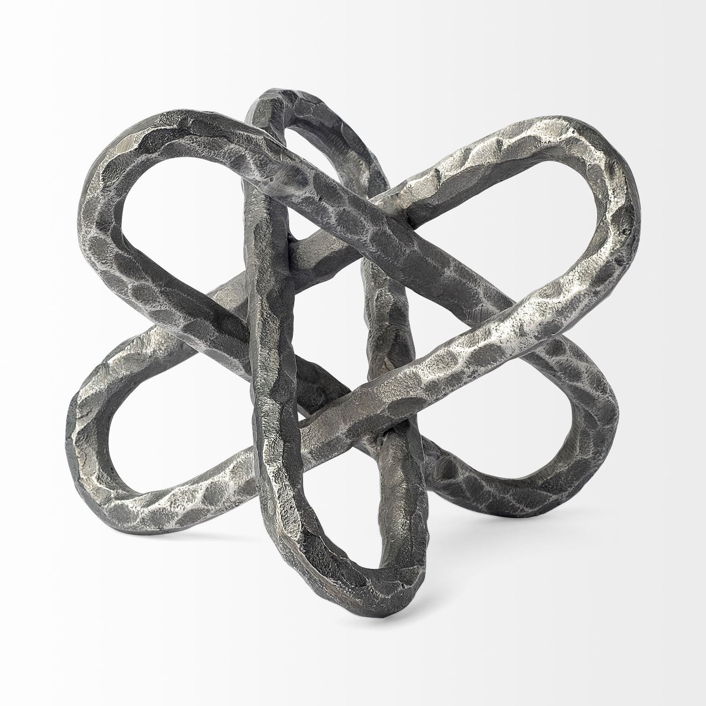 MALIBU 10" ANTIQUED SILVER METAL CHAIN LINK TABLETOP SCULPTURE - Varnish & Vibe