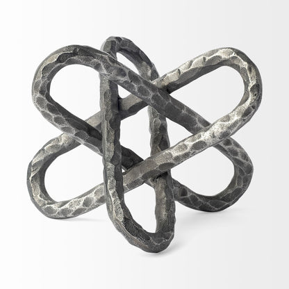 MALIBU 10" ANTIQUED SILVER METAL CHAIN LINK TABLETOP SCULPTURE - Varnish & Vibe