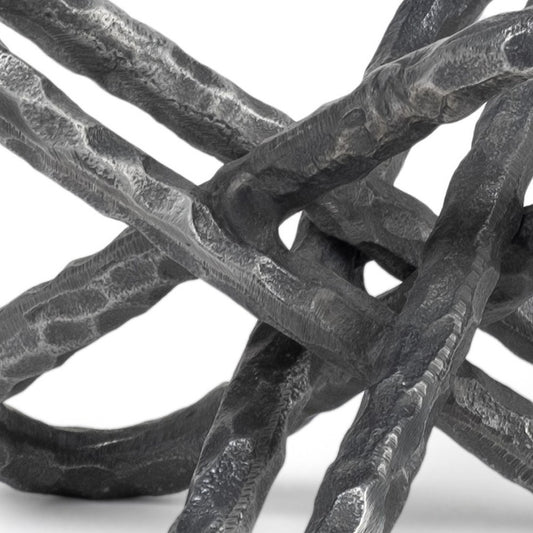 MALIBU 10" ANTIQUED SILVER METAL CHAIN LINK TABLETOP SCULPTURE - Varnish & Vibe