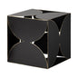 Black geometric side table on a white background