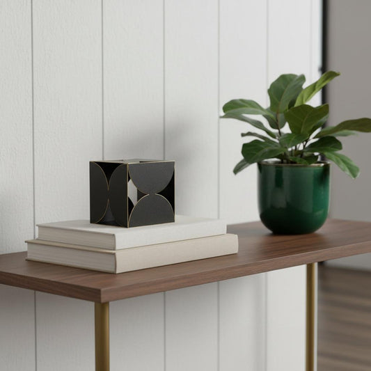 MANHATTAN BLACK METAL CUBE SCULPTURE