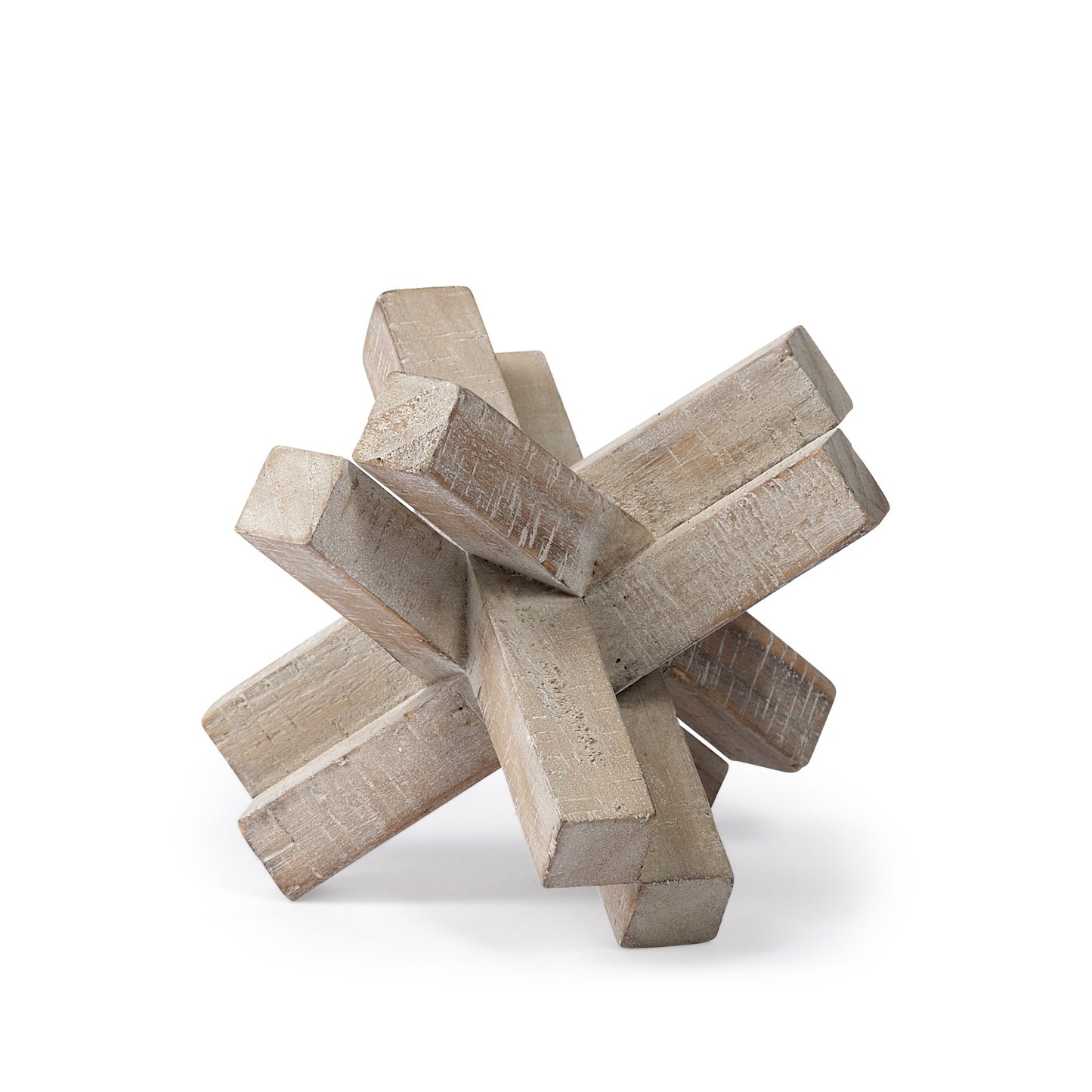 6" BROWN SOLID WOOD ABSTRACT GEOMETRIC TABLETOP SCULPTURE - Varnish & Vibe