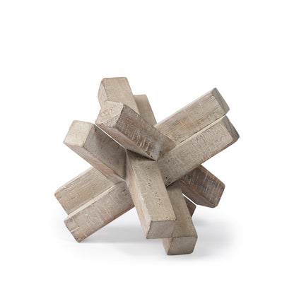 6" BROWN SOLID WOOD ABSTRACT GEOMETRIC TABLETOP SCULPTURE - Varnish & Vibe