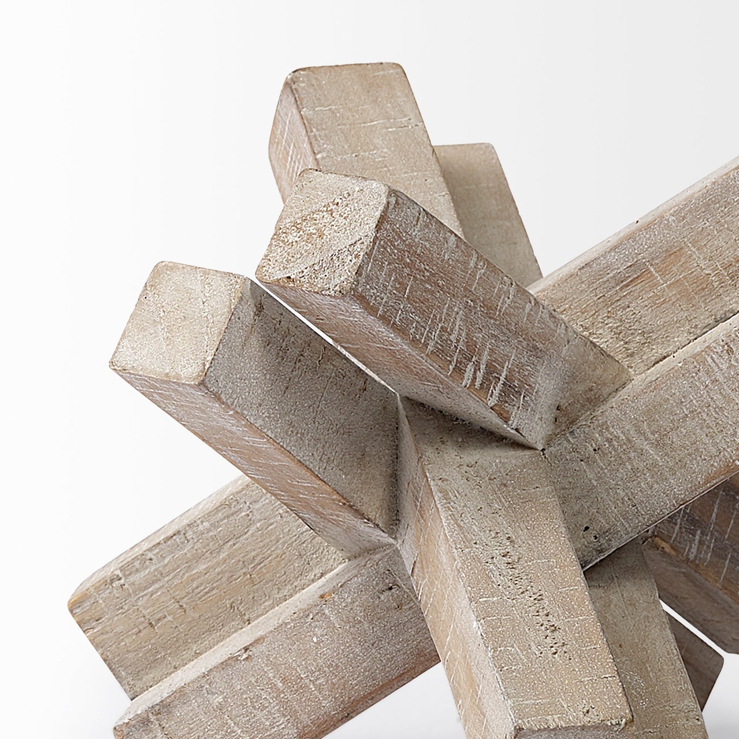 6" BROWN SOLID WOOD ABSTRACT GEOMETRIC TABLETOP SCULPTURE - Varnish & Vibe