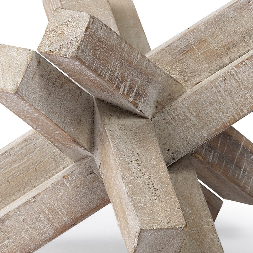 6" BROWN SOLID WOOD ABSTRACT GEOMETRIC TABLETOP SCULPTURE - Varnish & Vibe