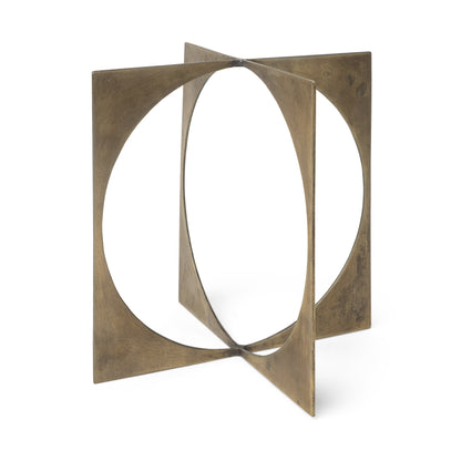 LAUREL 10" BURNISHED GOLD METAL CIRCLE SQUARE SCULPTURE