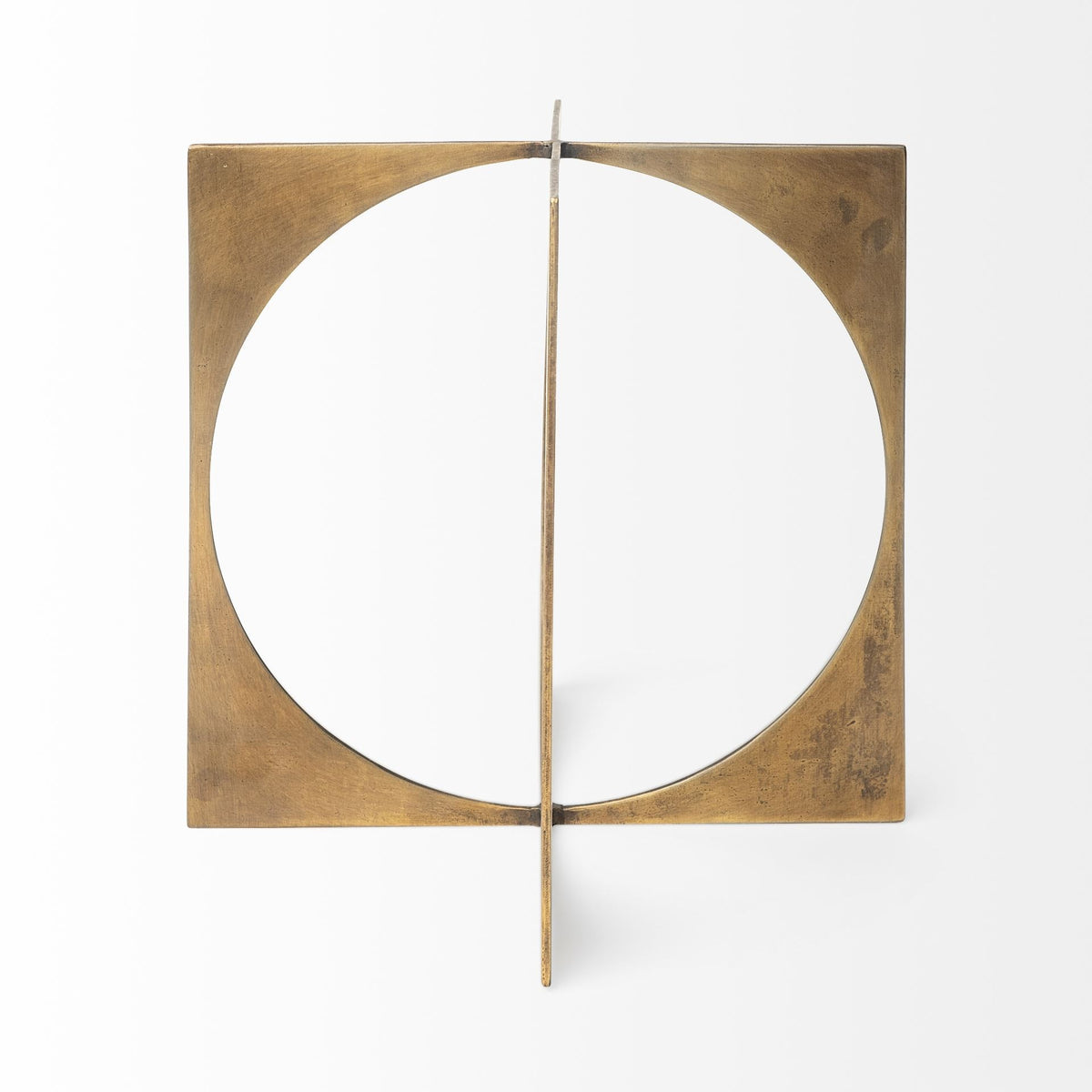 LAUREL 10" BURNISHED GOLD METAL CIRCLE SQUARE SCULPTURE