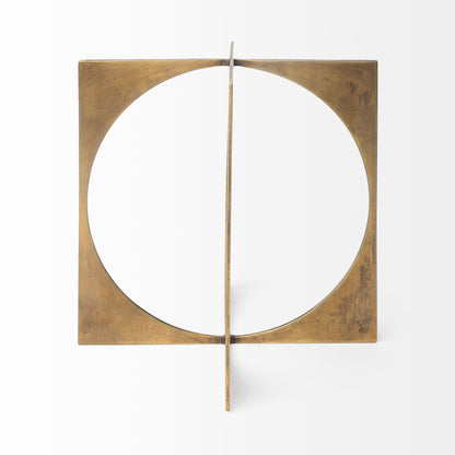 LAUREL 10" BURNISHED GOLD METAL CIRCLE SQUARE SCULPTURE