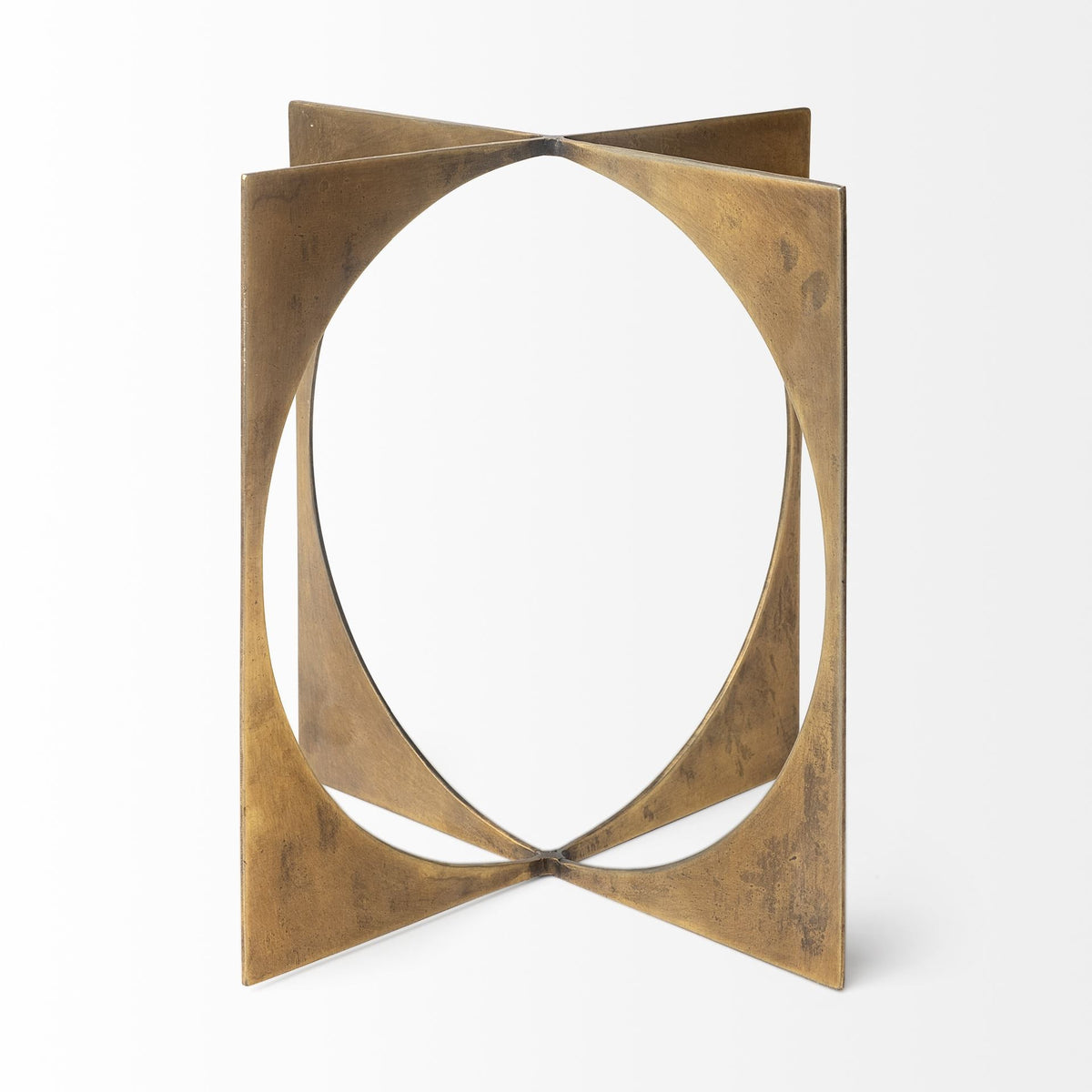 LAUREL 10" BURNISHED GOLD METAL CIRCLE SQUARE SCULPTURE