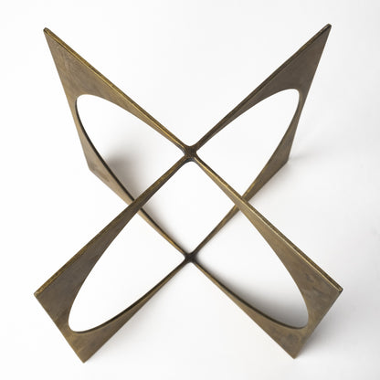 LAUREL 10" BURNISHED GOLD METAL CIRCLE SQUARE SCULPTURE
