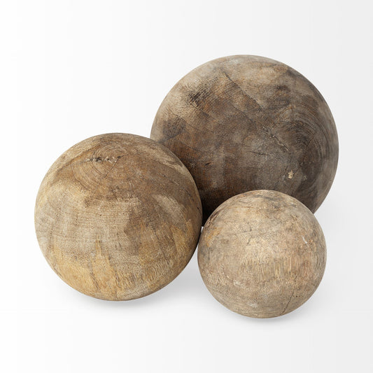 SET OF THREE WOODEN SPHERES - Varnish & Vibe