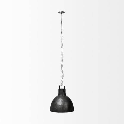 Black pendant light on a white background