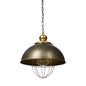 Bronze pendant light with wire cage on a white background