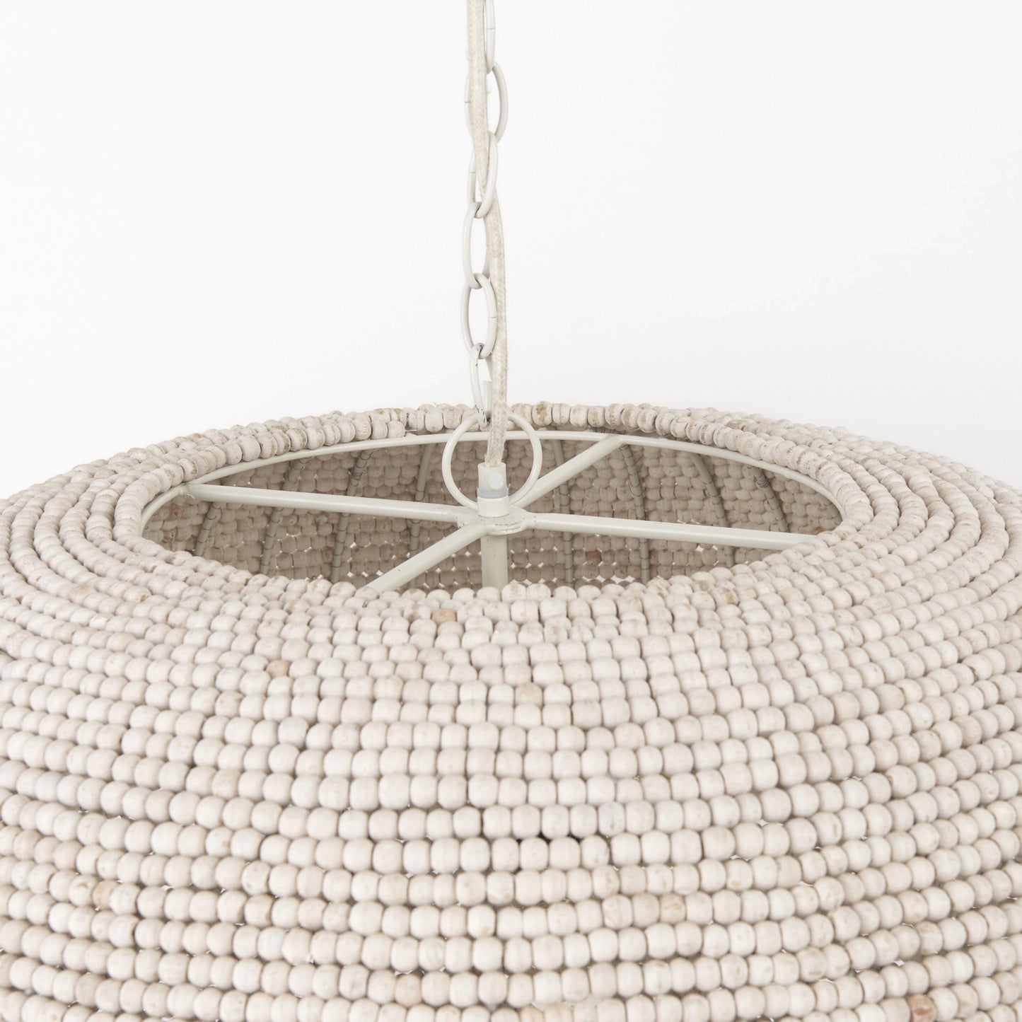 WHITEWASH BEADED HANGING CHANDELIER - Varnish & Vibe