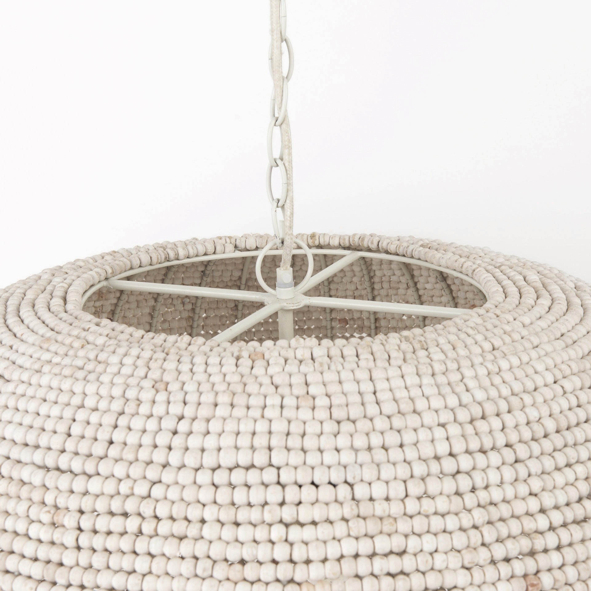 WHITEWASH BEADED HANGING CHANDELIER - Varnish & Vibe