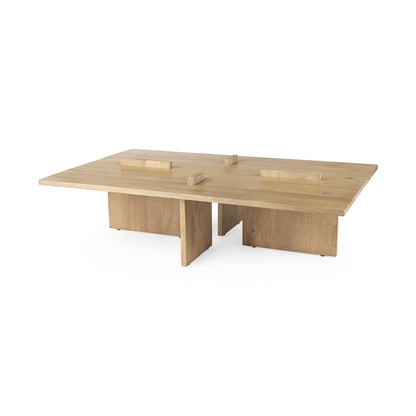 34" NATURAL WOOD COFFEE TABLE