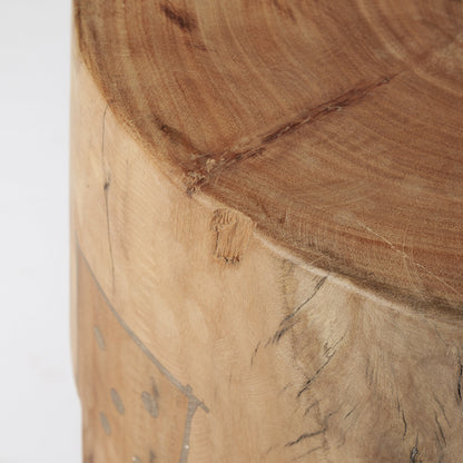 18" DARK BROWN AND BROWN DISTRESSED RECLAIMED WOOD ROUND END TABLE - Varnish & Vibe