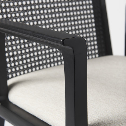 cream uholstery cane dining armchair, cane dining armchair, uholstery cane dining armchair, black cream uholstery cane dining, cream uholstery cane dining