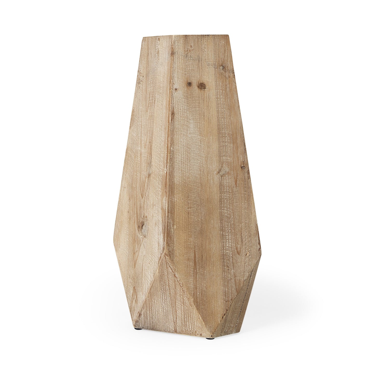 19" NATURAL GEOMETRIC CYLINDER SOLID WOOD TABLE VASE